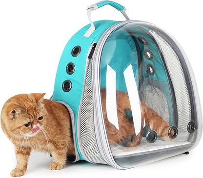 Lollimeow Cat Carrier Backpack, Bubble Expandable Backpack Carrier, Pets and Small Dogs,Airline-Approved, Designed for Travel, Hiking, Walking &amp; Outdoor Use (Front Expandable-Green)