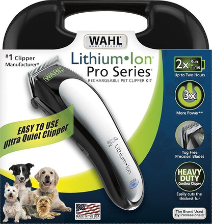 Wahl USA Lithium Ion Pro Series Cordless Animal Clippers – Rechargeable, Heavy-Duty, Electric Dog &amp; Cat Grooming Kit for Small &amp; Large Breeds with Thick to Heavy Coats – Model 9766