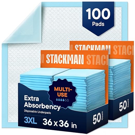 Chucks Pads Disposable [100-Pack] Adult Incontinence Underpads 36"x 36" Extra Large Absorbent Fluff Protective Bed Pads, Toddler Mattress Pads - Pee Pads for Kids &amp; Adults - Dog &amp; Puppy Training Pads