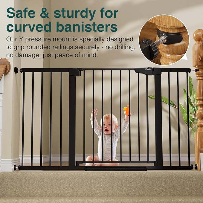 Cumbor 2 Pack 29.7-54.2" Baby Gate for Stairs, Mom&