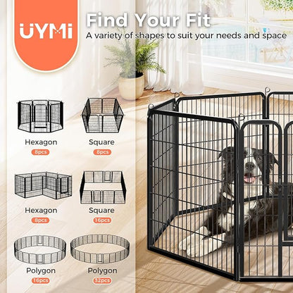 40 Inch Dog Playpen - 16 Panels Metal Pet Exercise Pen for Medium-Large Dogs, Indoor/Outdoor Dog Fence for Yard, Garden, Camping &amp; RV Travel