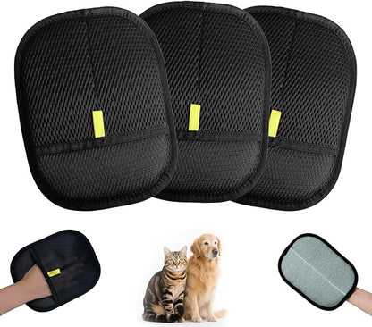 Pet Hair Remover Glove, Electrostatic Pet Hair Remover Glove,Cat &amp; Dog Grooming Glove, Upgraded Fur Removal Tool for Furniture, Carpet, Couch, Car Seat (3pcs)