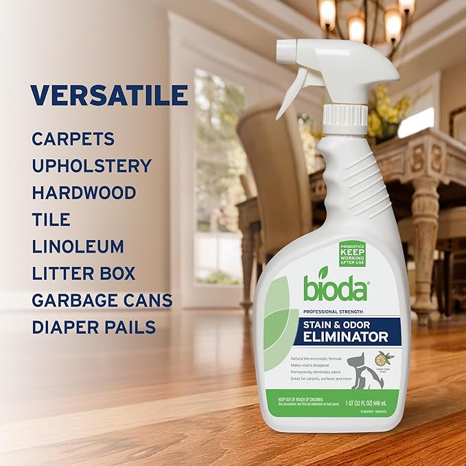 Bioda Pet Stain and Odor Eliminator | Pet Urine Enzyme Cleaner | Stain Remover | Urine Odor Eliminator | Carpet &amp; Couch Cleaner | Made in USA | 1 Gallon