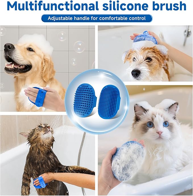 Pet Steam Brush for Dog &amp; Cat – 3-in-1 Spray Hair Removal Comb for Shedding &amp; Grooming Water-Free Shampoo, Bath Gloves,Bath Brush, Tooth &amp; Ear Brush, Towel (10PCS)