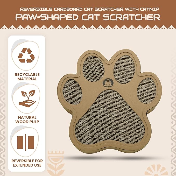 Paw-Shaped Cat Scratcher | Reversible Cardboard Kitten Scratcher | Kitten Scratching Board for Indoor Cats | cat Scratcher Cardboard for Small &amp; Medium Cats &amp; Kittens | Cat Toy (Small)
