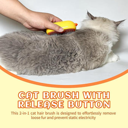3-in-1 Rechargeable Steam Brush for Cats &amp; Dogs - Anti-Static Spray Pet Grooming Brush with Warm Mist Massage, Hair Shedding Control, Detangling Comb &amp; Cleaning Tool for Effective Deshedding