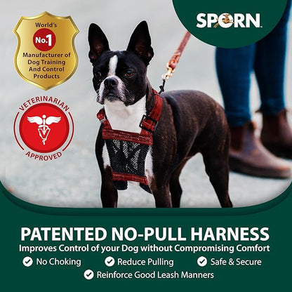 Sporn No Pull Dog Harness for Small-Sized Dogs - Red Mesh, Heavy Duty Nylon, Breathable, Lightweight, Adjustable, Padded, Soft &amp; Easy, Anti-Pull &amp; Anti-Rub Body Halter, Small Dog Harness for Puppies