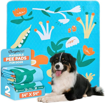 BurgeonNest Washable Pee Pads for Dogs, 2 Pack 54&