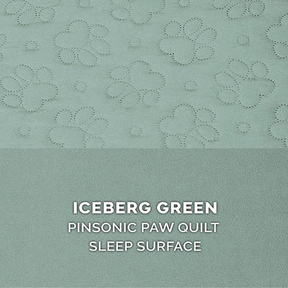 Furhaven Cooling Gel Dog Bed for Large Dogs w/ Removable Bolsters &amp; Washable Cover, For Dogs Up to 95 lbs - Pinsonic Quilted Paw L Shaped Chaise - Iceberg Green, Jumbo/XL