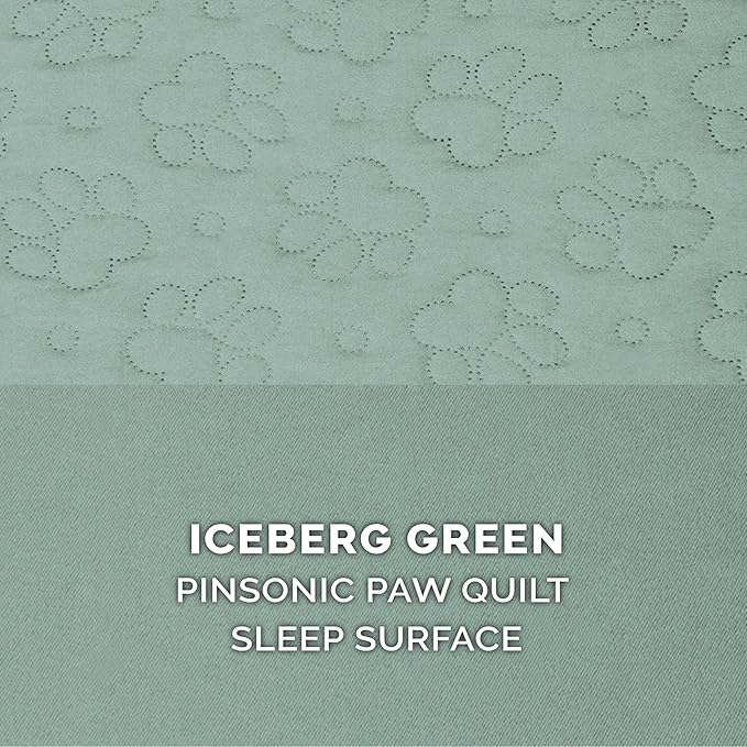 Furhaven Cooling Gel Dog Bed for Medium/Small Dogs w/ Removable Bolsters &amp; Washable Cover, For Dogs Up to 35 lbs - Pinsonic Quilted Paw L Shaped Chaise - Iceberg Green, Medium