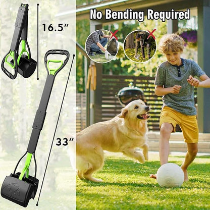 33" Pooper Scooper 2 Pack, XL Tall Handle No Touch Dog Pooper Scooper for Large Small Dogs, Durable Spring &amp; Lightweight, Large Pooper Scooper for Dogs Heavy Duty, Foldable Dog Poop Pick Up Tool