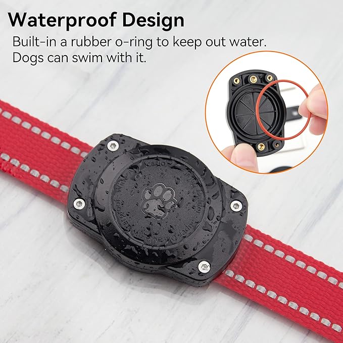 IPX8 Waterproof Airtag Dog Collar Holder [Metal Back Plate] Ultra-Durable Dog &amp; Cat Collars Mount for AirTag, Suitable for All Widths of Collars (2 Pack)