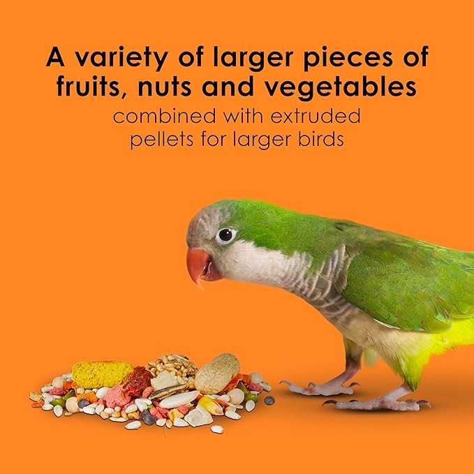 Kaytee Fiesta Big Bites Small Parrot &amp; Conure Food, Nutritious and Fun Blend, Supports Skin, Feather, Digestion, Brain and Heart Health, 4 pounds