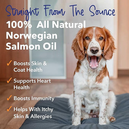 iHeartDogs Salmon Oil for Dogs and Cats - Nourishing Skin &amp; Coat Omega 3 Fish Oil for Dogs Supports Allergy &amp; Itch Relief, Heart Health and Joint Health - 32 oz