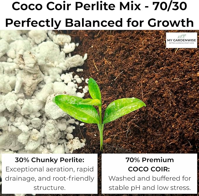 Coco Perlite - Coco Coir Perlite Mix - 70/30 Growing Media - Hydroponic, Indoor &amp; Outdoor, Grow Bags &amp; House Plants (15 quarts - 0.5 cu ft)