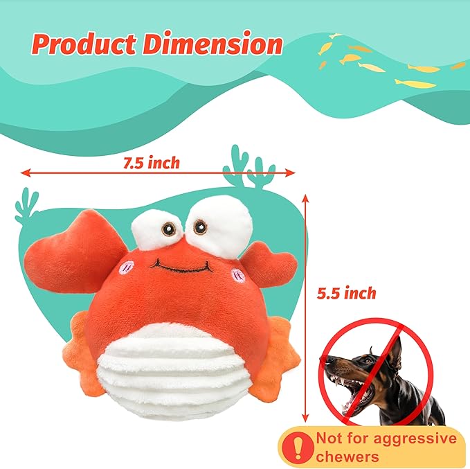 Crab Interactive Dog Toys – Rechargeable Self-Play Toy with Motion-Activated Ball &amp; Music Recording Modes for Small, Medium &amp; Large Dogs, Moving Dog Toy to Keep Them Busy