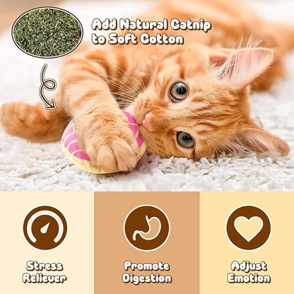 L1rabe Mexican Catnip Stuffed Toys - Hispanic Heritage Month 5Pcs Concha Cafecito Pan Dulce Funny Cat Toys for Cat Lovers Indoor Kitten Chew Bite Kick Non-Toxic Pet Supplies Kitten Birthday Presents