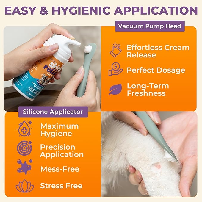 Dog Skin Soother - Dry Itchy Skin Relief &amp; Hot Spots Soothing Cream for Dogs&amp;Cats - Healing Ointment with Colloidal Oatmeal&amp;Manuka Honey - Canine Conditioner Moisturizer with Applicator- 100g