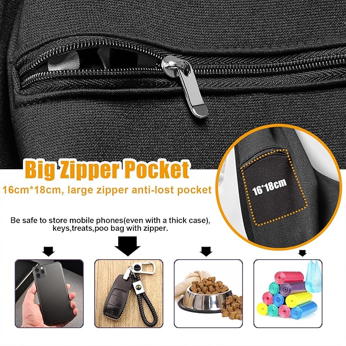 Tomkas Small Dog Sling Carrier - Zipper Pocket &amp; Classic Strap - for 3-10 lbs Pets(Black)