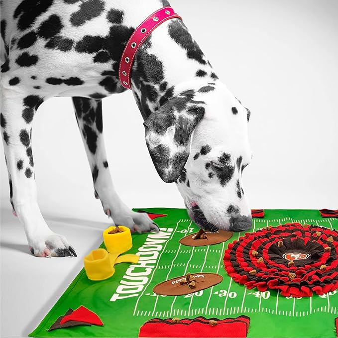NFL San Francisco 49ers Dog Snuffle Mat – Interactive Pet Slow Feeder, Football Field Design Food Puzzle Toy for Dogs &amp; Cats, Foraging Activity Mat for Smarter Feeding