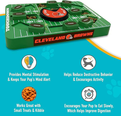 Pets First NFL Cleveland Browns Large Puzzle Toy, New Size, Interactive Dog Treat &amp; Slow Feeding Toy