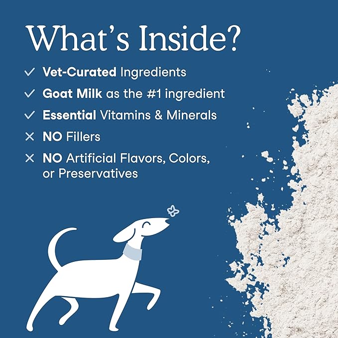 Fera Pets Goat Milk Topper - Multivitamin for Dogs &amp; Cats with Probiotics - Supports Overall Health, Gut Health, and Immune System - for Picky Eaters - 60 TSP