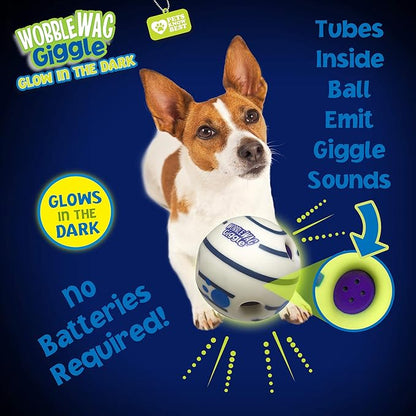 Wobble Wag Giggle Glow in The Dark | Rolling Enrichment Toy for Playtime, Interactive Play for Indoor or Outdoor, Keeps Dogs &amp; Puppies Large, Medium or Small Busy &amp; Moving, As Seen on TV | Pack of 1