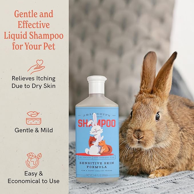 JR Liggett’s Natural Liquid Small Animal Shampoo for Sensitive Skin - 100% Detergent Free, Non-GMO &amp; Biodegradable - Tear-Free, Hypoallergenic Formula Soothes Dry Itchy Skin - 8.45 fl oz