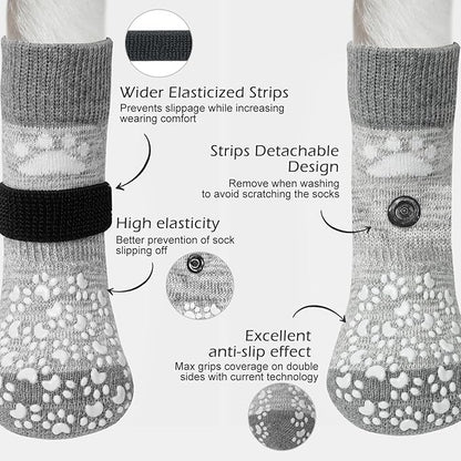 EXPAWLORER Anti Slip Dog Socks to Prevent Licking Paws, Dog Shoes for Hot Pavement, Dog Booties for Small Medium Large Senior Dogs, Traction Control Boots &amp; Paw Protectors for Hardwood Floors
