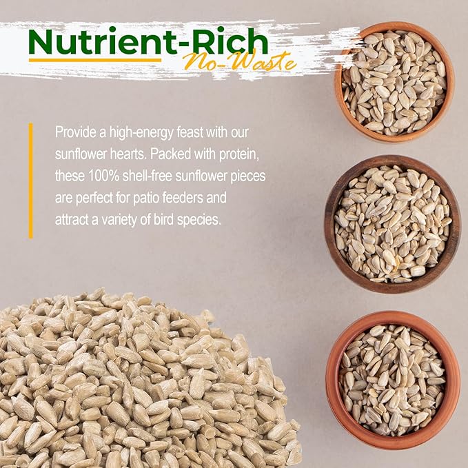 Wildlife Sunflower Hearts &amp; Chips for Bird Feeding and Wildlife Bird attracting, Non-GMO and USA Grown, 12 lbs