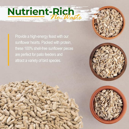 Wildlife Sunflower Hearts &amp; Chips for Bird Feeding and Wildlife Bird attracting, Non-GMO and USA Grown, 25 lbs