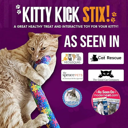 Kitty Kick Stix 15" Catnip Kicker Toy – Set of 2 | Handmade in USA | Interactive Cat &amp; Kitten Toy | Durable Kicker Packed with 100% Potent Catnip for All Breeds (Cat Selfies)