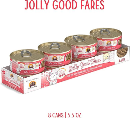Weruva Wet Cat Food, Jolly Good Fares with Chicken and Salmon Pate, 5.5oz Can, Pack of 8