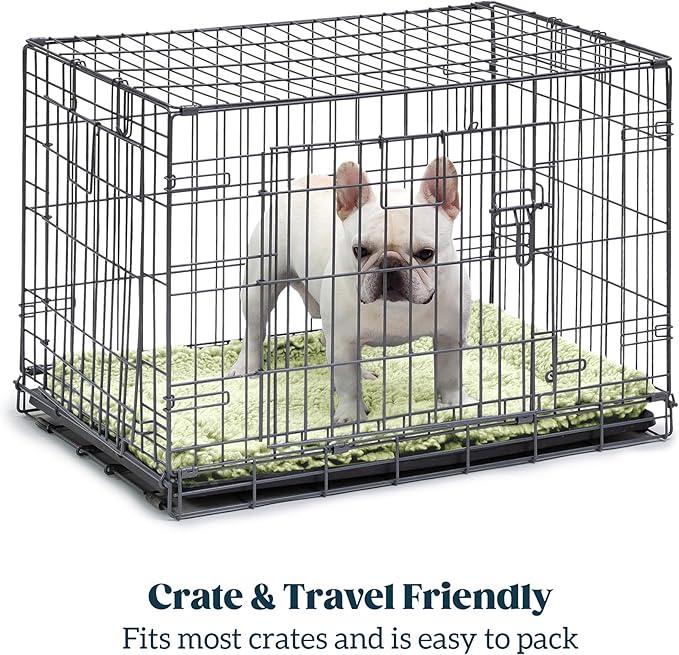Stoutwool Indestructible Dog Bed - Fluffy Chew Proof Dog Crate Pad - Tough Kennel Pad for Aggressive Chewers - Washable, Ideal for Large Breeds &amp; Fits 42-Inch Crate - 41"x27", Gleam