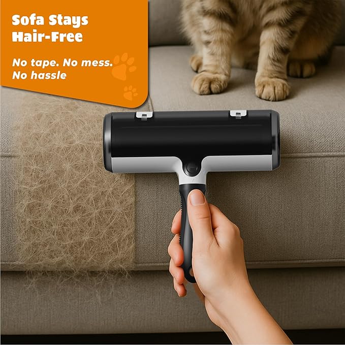 Pet Hair Remover with Fur Collector - Easy to Use Pet Hair Removal Tool - Cat &amp; Dog Hair Remover for Couch, Furniture, Clothes, Bedding, Car - Reusable Lint Roller