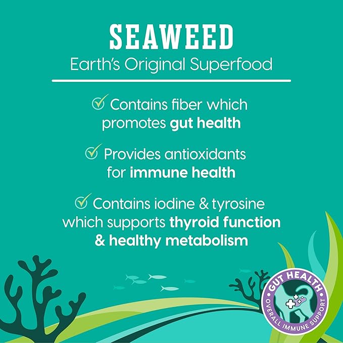 SeaMeal Squeeze Tuna Lickable Cat Treats with Seaweed for Skin &amp; Coat - Wet Cat Treats with Digestive &amp; Immune Health Support - Natural, Holistic, Grain Free (48 Squeezes)