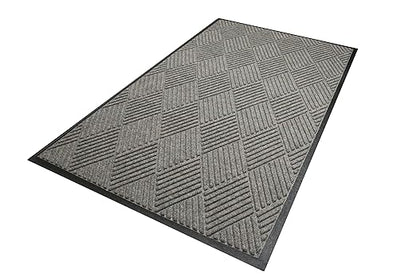 WaterHog Diamond | Commercial-Grade Entrance Mat with Rubber Border – Indoor/Outdoor, Quick Drying, Stain Resistant Door Mat (Grey, 6&