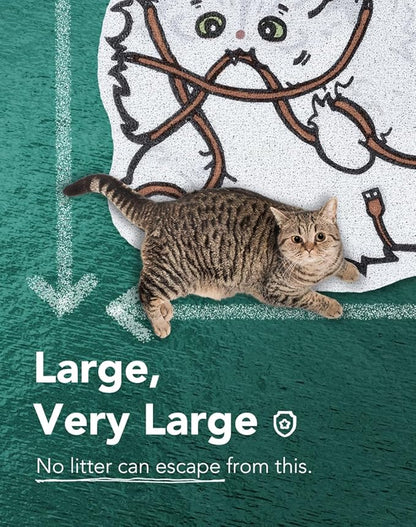 Lukamoo® Cute Cat Litter Mat (30’’x20’’), Extra-Large/XL, for Kitty Litter &amp; Cute Cat Litter Box, Litter Trapping Mat (Long Hair White)