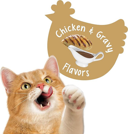 Purina Friskies Party Mix Cat Treats, Gravy-Licious Crunch with Chicken &amp; Gravy Flavors, Crunchy Treats for Cats, 2.1 Ounce Resealable Pouch (Pack of 3)