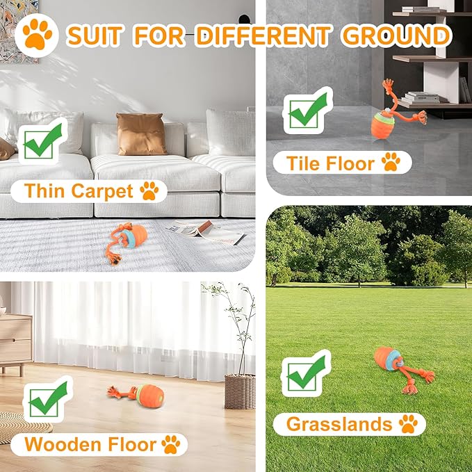 Interactive Dog Toys - [2025 Newly Upgraded] Motion Activated Ball for Small/Medium/Large Dogs, Automatic Moving Dog Toy Wicked Ball for Boredom &amp; Training, Music, USB Rechargeable (Orange)