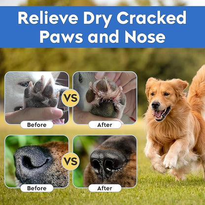 Dog Paw Balm, Moisturizer &amp; Protection for Cracked Dry &amp; Damaged Paws, Nose &amp; Elbows Natural Lick Safe Dog Nose Balm