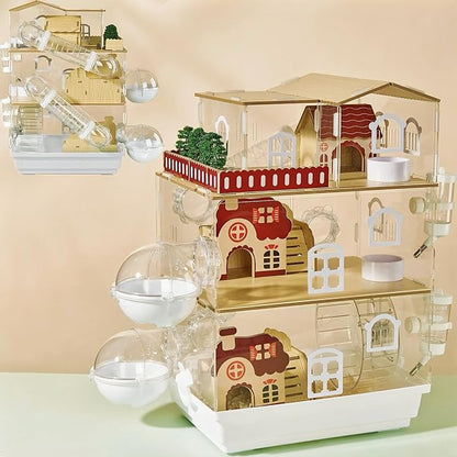 17 in 1 Clear Acrylic Hamster Cage with All Accessories,13.5&