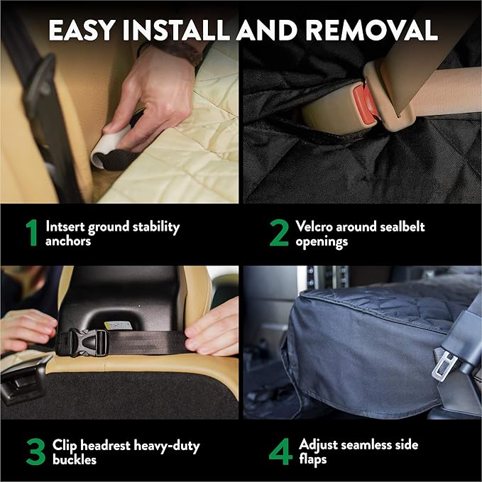 Plush Paws Products Luxury Rear Car Seat Protector w/Hammock | Washable &amp; Waterproof Back Seat Dog Cover for Car, Truck, &amp; SUV | Nonslip, Tear Resistant Pet Seat Cover | Regular Charcoal