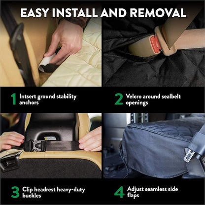 Plush Paws Products Luxury Rear Car Seat Protector w/Hammock | Washable &amp; Waterproof Back Seat Dog Cover for Car, Truck, &amp; SUV | Nonslip, Tear Resistant Pet Seat Cover | Regular Charcoal