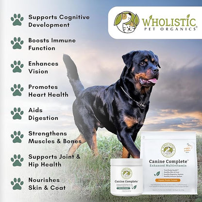 Wholistic Pet Organics Canine Complete - Dog Multivitamin Powder - 4 Lb - Daily Dog Vitamins and Supplements for Homemade Food - Immune System, Skin, Coat &amp; Overall Health - Small and Large Breed