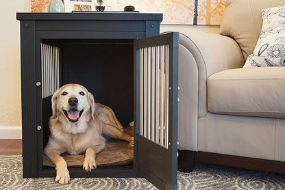 New Age Pet ECOFLEX Dog Crate End Table - Furniture-Style Pet Crate for Crate Trained Dogs - Stainless Steel Tubing &amp; a Latched Closure - 10 Year Manufacturer&