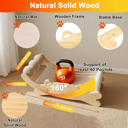 Cat Scratcher Bed for Indoor Cats | 3-in-1 Scratching Post &amp; Hammock Lounge with Wooden Perch, No-Tip Stable Base for Small/Medium/Large Cats ，Durable Scratch Pad &amp; Cat Furniture (Easy Assembly)