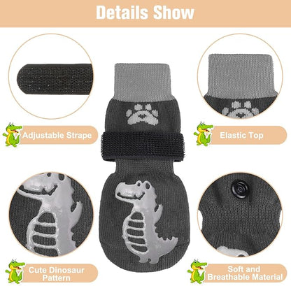 BEAUTYZOO Anti-Slip Dog Socks,Dog Shoes for Hot/Cold Pavement,Paw Protectors with Grips 3 Pairs for Puppy Small Medium Large Senior Old Dogs,Dog Socks to Prevent Licking &amp; Hardwood Floor Protection