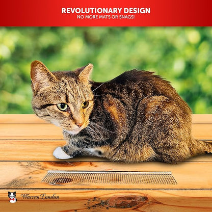 Warren London Cat DeMatter Pro Max | 9" Copper Grooming Comb for Cats | Detangles Mats, Knots &amp; Loose Fur – Gentle, No-Pull Design for Long, Thick, or Tangled Coats | Professional Cat Grooming Tool