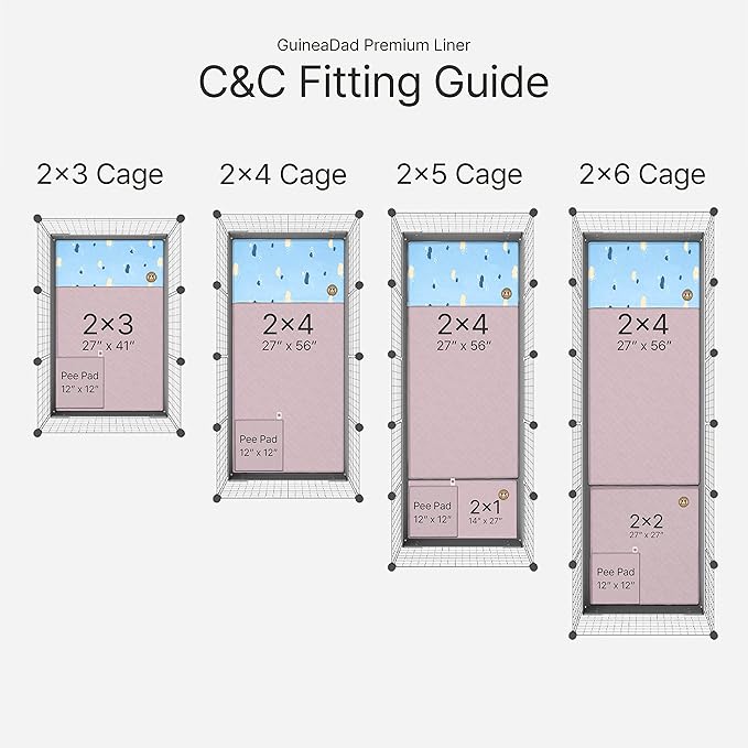 GuineaDad Premium Liner – Fleece Guinea Pig Cage Liner – Ultra-Plush Reusable Fleece Bedding with Waterproof Bottom – Extra Absorbent Liner for 2x3 C&amp;C Cage (Peach Pie)